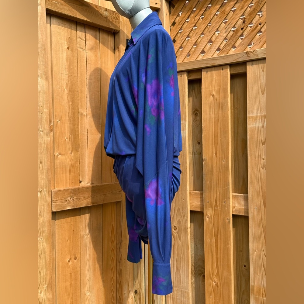 🆕 RAT & BOA 🧿 NWOT Volana Blue and Purple Floral Printed Cowl Neck Mini, Sz XS - Picture 11 of 17